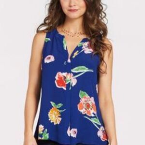 SANCTUARY Flowy Blue Floral Sleeveless Blouse
